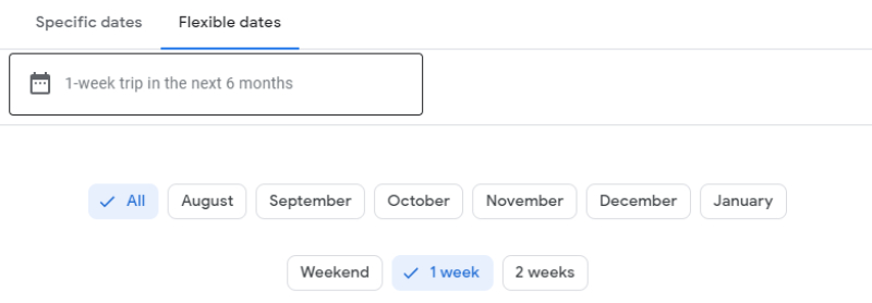 Google Flights Flexible Date Options